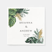 Elegant, grüner Palm, Gold (Nachahmung) Serviette (Vorderseite)