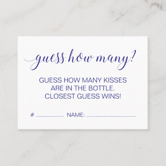 Elegant Guess Wie viele Blue Brautparty Game Visitenkarte (Vorderseite)