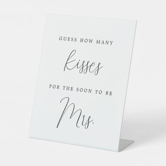Elegant Guess Wie viele Kisses Brautparty Game Sockelschild (Vorderseite)