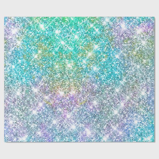 Elegant gürmisch-türkisfarben irisierendes Einhorn Geschenkpapier (Flach)