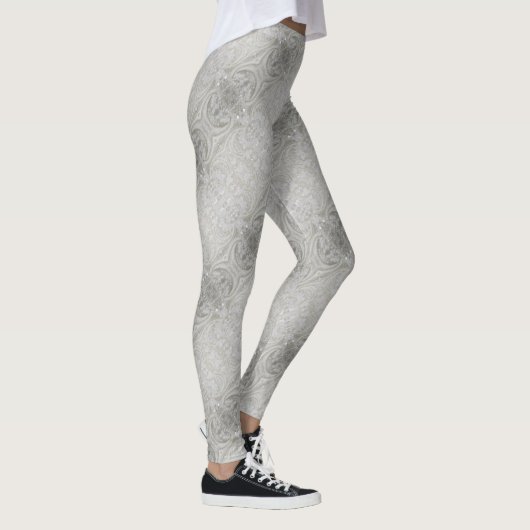 elegant gürtelig-grau cremefarben, beige weiß leggings (Rechts)