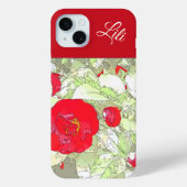 Elegant gürtelig, rot, blumengrau Case-Mate iPhone hülle (Rückseite)