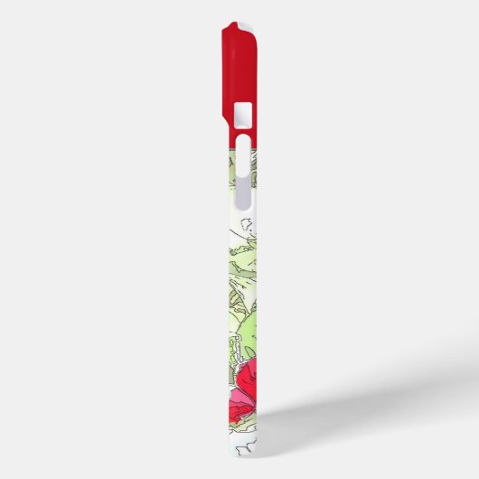 Elegant gürtelig, rot, blumengrau Case-Mate iPhone hülle (Rückseite / Links)