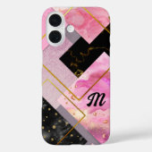 Elegant gürtelrosa schwarze Imitate Glitzer geomet Case-Mate iPhone Hülle (Rückseite)