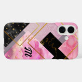 Elegant gürtelrosa schwarze Imitate Glitzer geomet Case-Mate iPhone Hülle (Rückseite (Horizontal))