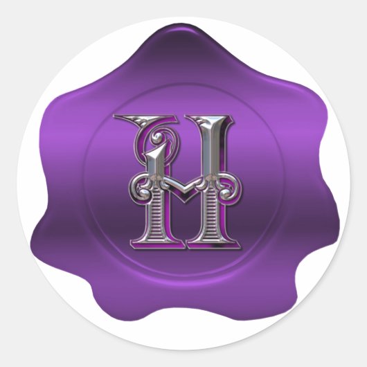 Elegant H Monogram Lila Wax Siegel Look Sticker (Vorderseite)