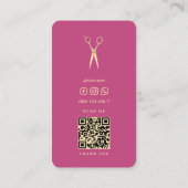 Elegant Haar Stylist Pink Gold Scissors Barber Visitenkarte (Rückseite)