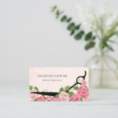 Elegant Haar Stylist Rosa Rosenhaar Salon Shears Visitenkarte (Stehend Vorderseite)