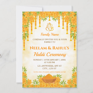 Elegant Haldi Ceremony Invitation Einladung