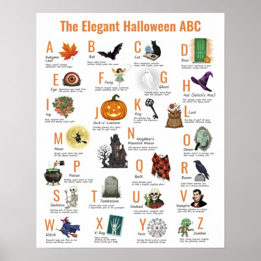 Elegant Halloween ABC Poster | Vintage 1950s Style Poster (Vorne)