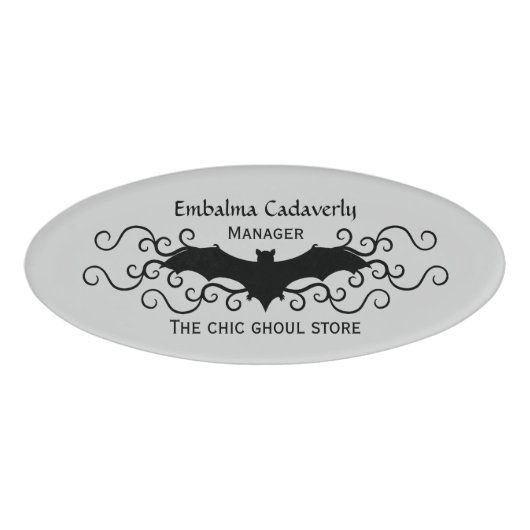 Elegant Halloween | Fledermausdesign Namenschild (Vorderseite)