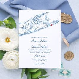 Elegant Hamptons Montauk Wedding Einladung