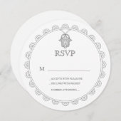 Elegant Hamsa Runde Hochzeit RSVP Karte (Vorne/Hinten)