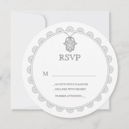 Elegant Hamsa Runde Hochzeit RSVP Karte