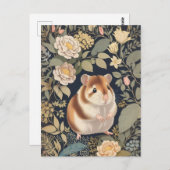 Elegant Hamster William Morris Inspirierte floral Postkarte (Vorne/Hinten)