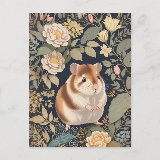 Elegant Hamster William Morris Inspirierte floral Postkarte (Vorderseite)