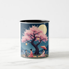 Elegant Hanami Cherry Blossom Mug Zweifarbige Tasse