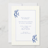 Elegant Hand Drawn Blue Lemons Wedding Einladung (Vorderseite)