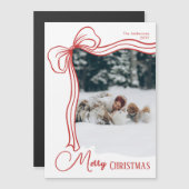Elegant Hand Drawn Bow Christmas Magnetic Card Magnetkarte (Vorne/Hinten)