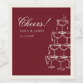 Elegant Hand drawn Burgundy Old Money Wedding Weinetikett (Einzelnes Label)