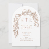 Elegant Hand-Drawn Floral Bow Arch Baptism Photo Einladung (Rückseite)