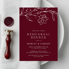 Elegant Hand Drawn Floral Wedding Rehearsal Dinner Einladung