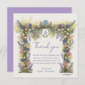 Elegant Hand-Drawn Floral Wedding Thank You Card Dankeskarte (Vorne/Hinten)