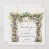 Elegant Hand-Drawn Floral Wedding Thank You Card Dankeskarte (Vorderseite)