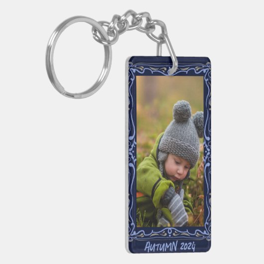 Elegant Hand Drawn Frame Custom Image Schlüsselanhänger (Vorderseite links)