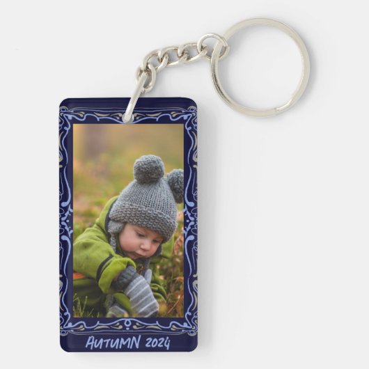 Elegant Hand Drawn Frame Custom Image Schlüsselanhänger (Rückseite)