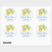 Elegant Hand Drawn Lemons Blue Stripes Thank You Runder Aufkleber (Blatt)