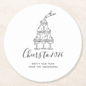 Elegant Hand Drawn New Years Eve Party Paper Plate Runder Pappuntersetzer (Vorderseite)