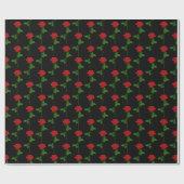 Elegant Hand-Drawn Rose Wrapping Paper on Black Geschenkpapier (Flach)