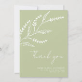 Elegant Hand-drawn Sage Green Baby Shower Dankeskarte (Vorderseite)