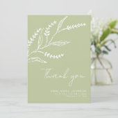 Elegant Hand-drawn Sage Green Baby Shower Dankeskarte (Stehend Vorderseite)