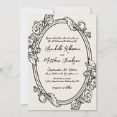 Elegant Hand Drawn Vintage Wedding Einladung (Vorderseite)