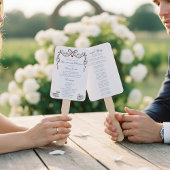 Elegant hand drawn  Wedding Ceremony Program Fans Fächer