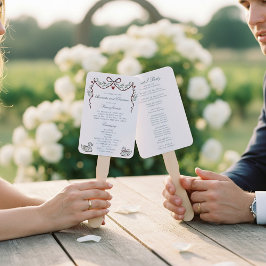 Elegant hand drawn  Wedding Ceremony Program Fans Fächer