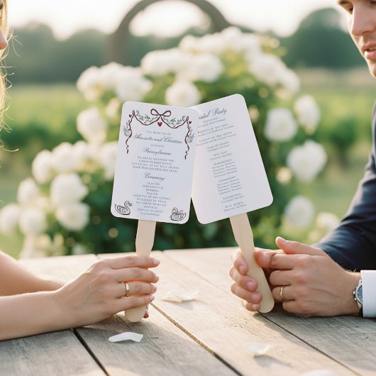 Elegant hand drawn  Wedding Ceremony Program Fans Fächer