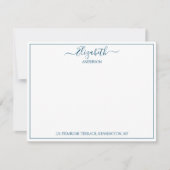 Elegant Hand Lettered Blue Name Address Mitteilungskarte (Vorderseite)