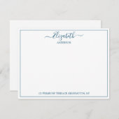Elegant Hand Lettered Blue Name Address Mitteilungskarte (Vorne/Hinten)