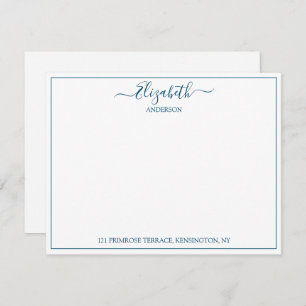 Elegant Hand Lettered Blue Name Address Mitteilungskarte