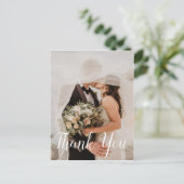 Elegant Hand Lettered Wedding Danke Postkarte (Stehend Vorderseite)