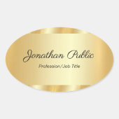 Elegant Hand Script Glamorous Template Gold Ovaler Aufkleber (Vorderseite)