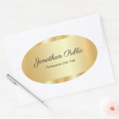 Elegant Hand Script Glamorous Template Gold Ovaler Aufkleber (Umschlag)