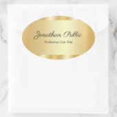 Elegant Hand Script Glamorous Template Gold Ovaler Aufkleber (Tasche)