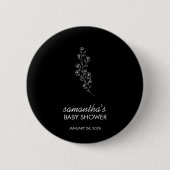 Elegant Handdrawn Sketch Flower Button (Vorderseite)