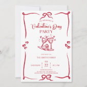 Elegant handdrawn Valentine's day party Invitation Einladung (Vorderseite)