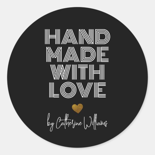 Elegant handgefertigt mit Liebe von Black Gold Cra Runder Aufkleber (Vorderseite)