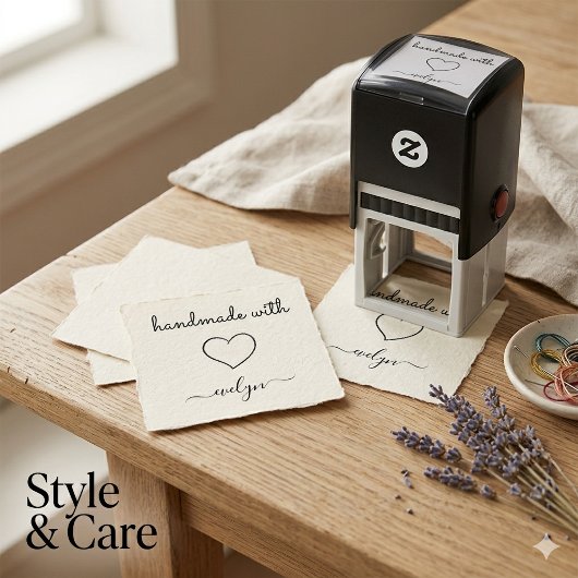 Elegant Handgefertigt mit Liebe von Name Permastempel